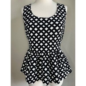 POSTMARK Anthropologie Sleeveless Peplum Top Clovelly Criss Cross Back Womens M